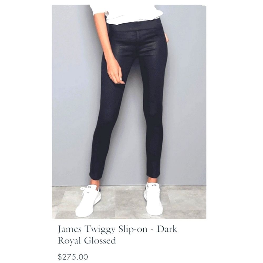 James Jeans "Twiggy" Slip-on Jeggings, Dark Royal Glossed, Size 29